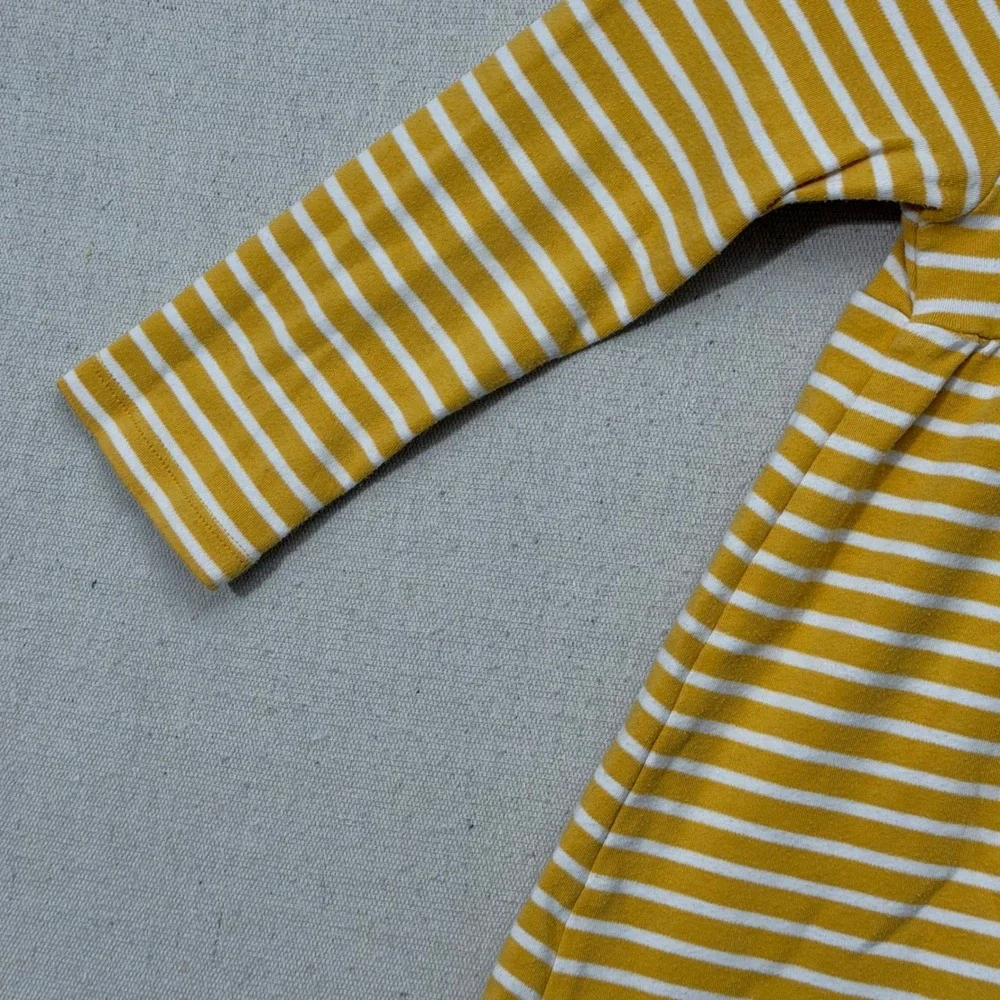 JoJo Maman Bebe Girls 4-5Y Mustard Stripe Llama Applique Cotton Dress